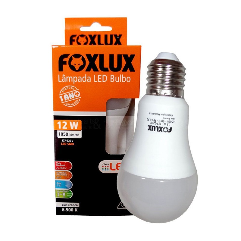 Imagem do produto Lâmpada LED Bulbo Foxlux A60 12W 6500K Bivolt E27 Branco