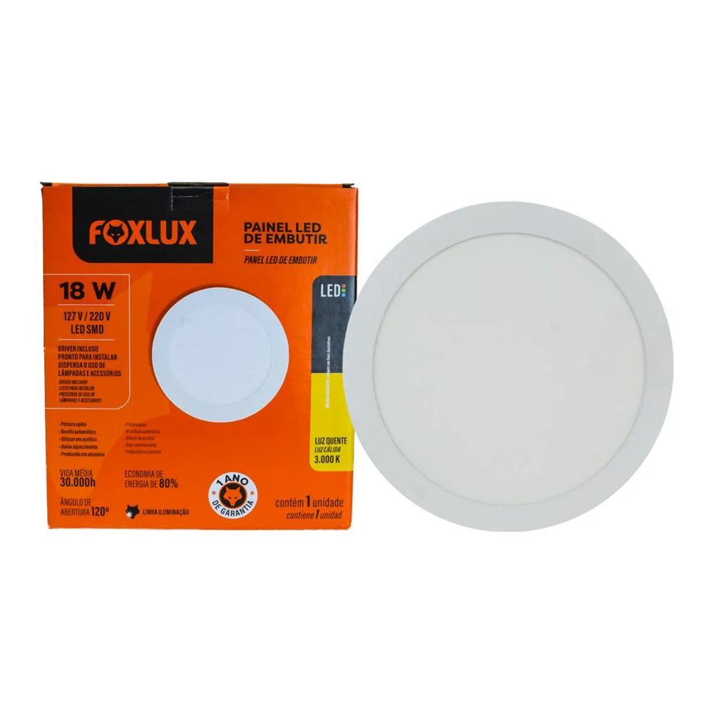 Imagem do produto PLAFON LED RED EMB 18W 3000K FOX