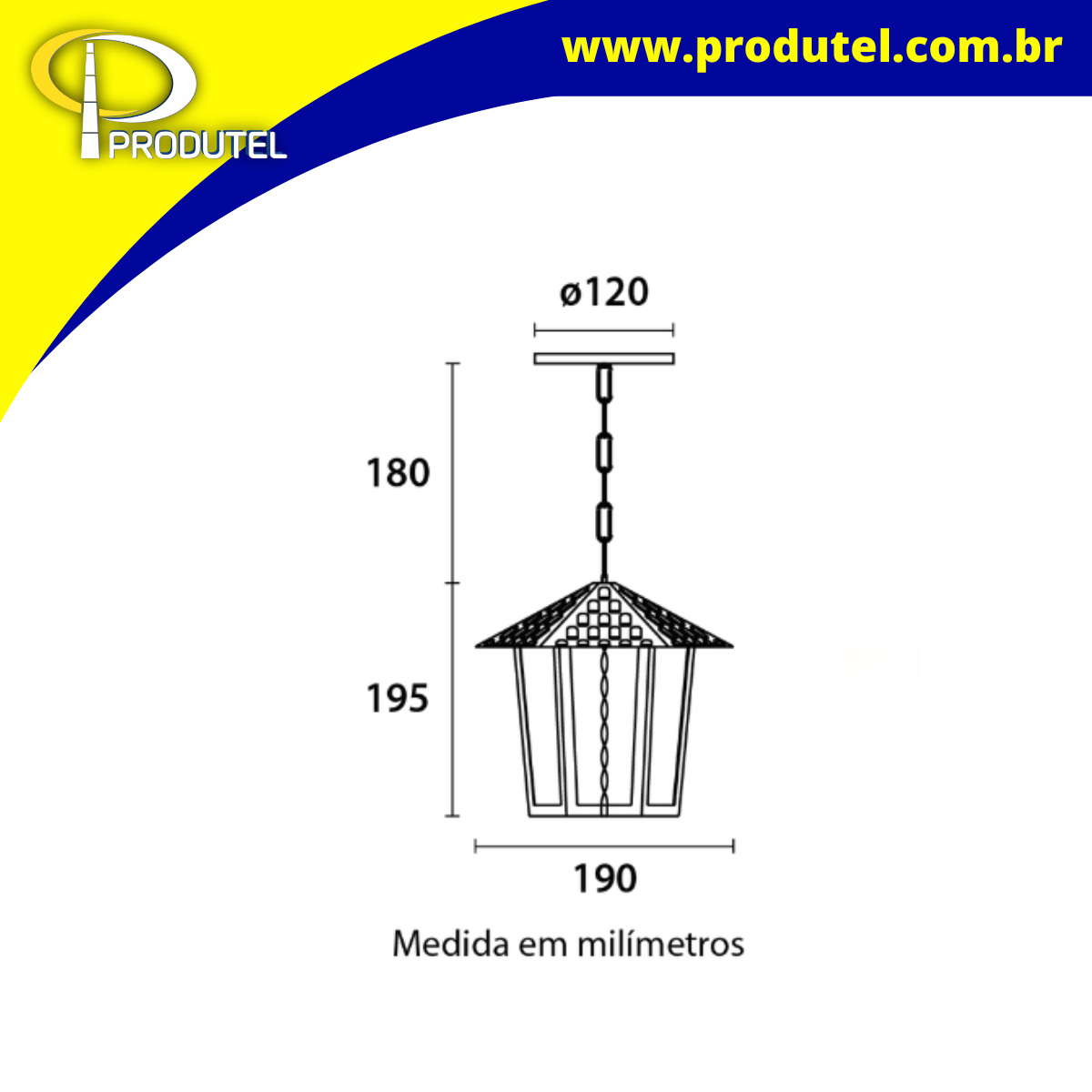 Imagem do produto Blumenau Pendente Colonial Sextavado Vidro Pontilhado Branco