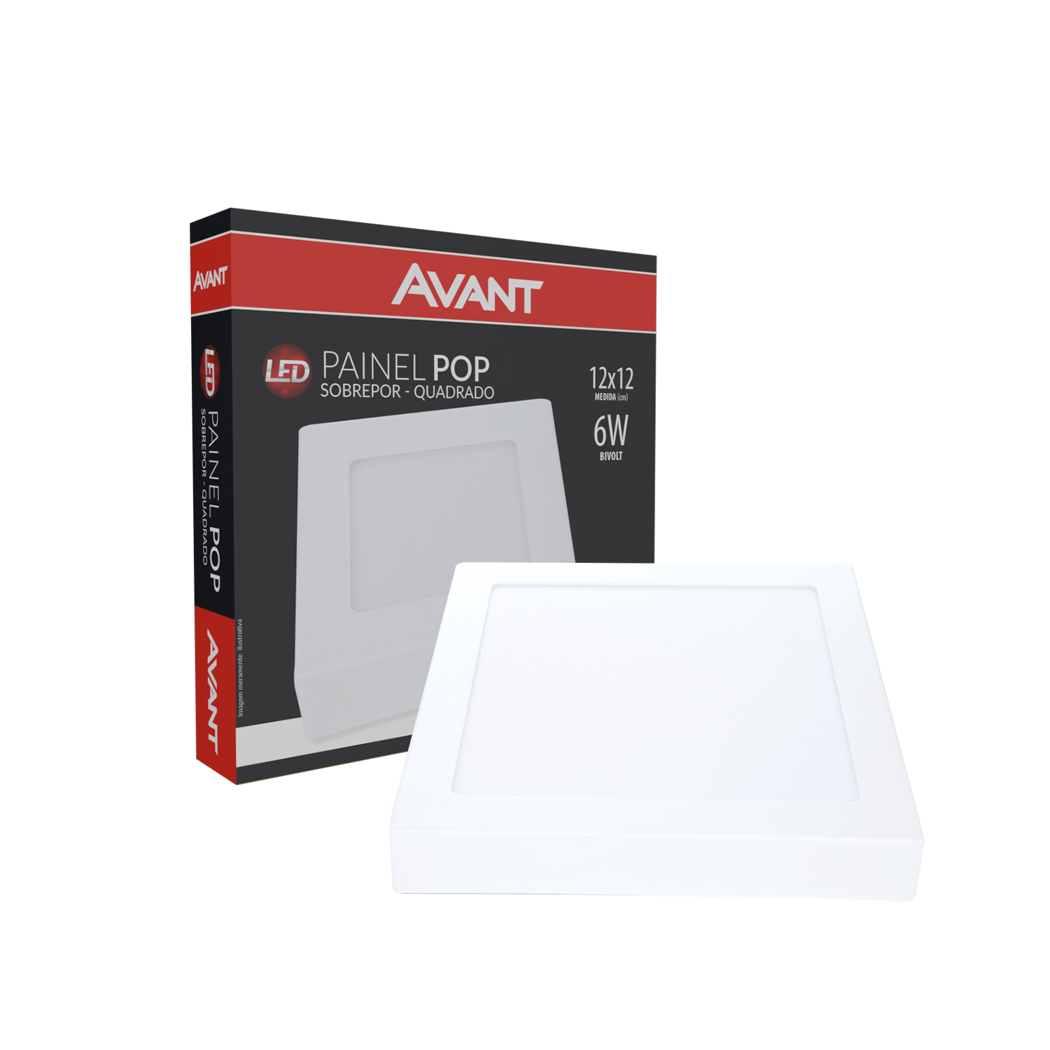 Imagem do produto Avant Painel LED Plafon de Sobrepor Quadrado 6W Bivolt 6500K Luz Branca