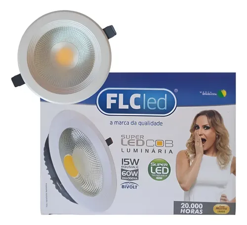 Imagem do produto Luminária Spot LED COB Quadrado 15W 3000K Bivolt FLC