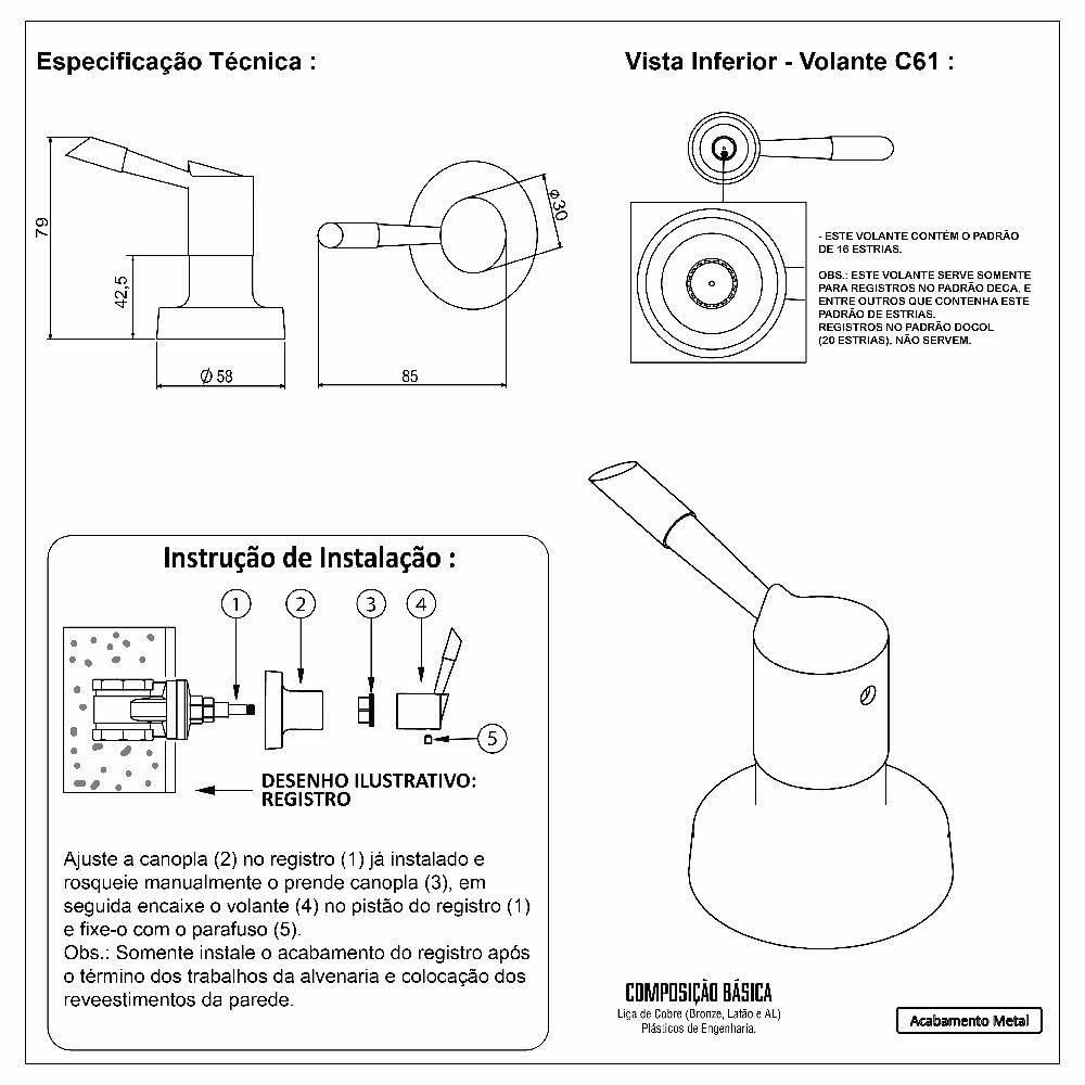 Imagem do produto Marchesan Acabamento de Registro C61 DR Fosco 1/2 e 3/4