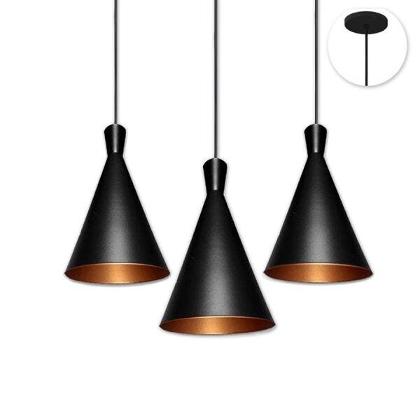 Imagem do produto Antonylux Pendente Cone com Furo/3 Preto/Cobre