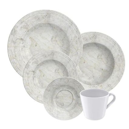 Imagem do produto Tramontina Jogo de Jantar e Chá 20 Peças Porcelana Travertino