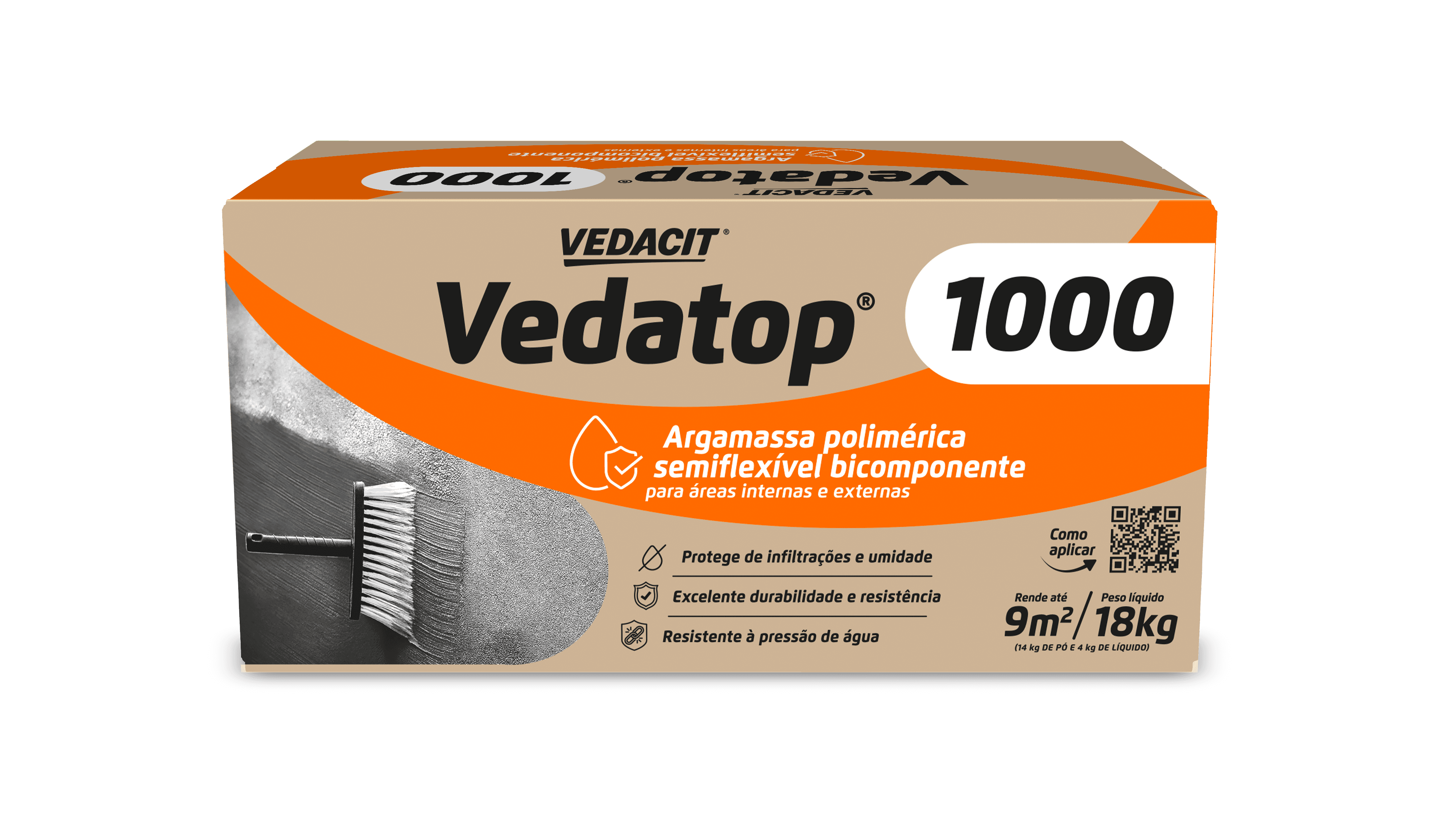 Imagem do produto Vedatop 1000 Argamassa Polimérica Bicomponente Vedacit 18kg