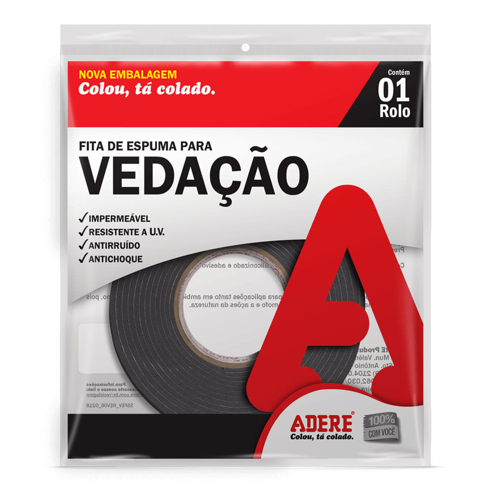 Imagem do produto Adere Espuma de Vedação Cinza E-104 19 mm x 5 m