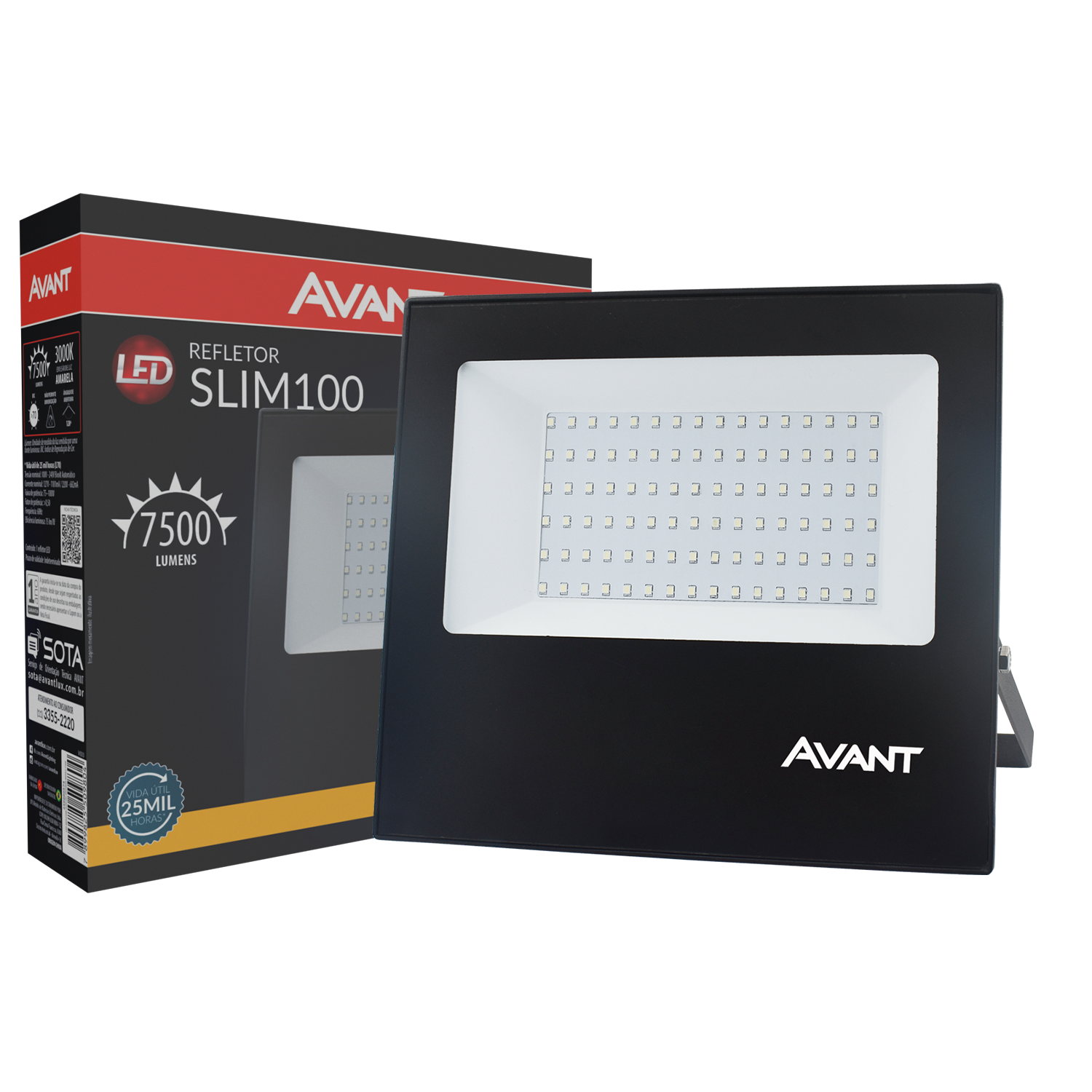Imagem do produto Avant Refletor LED Slim 100W Bivolt 3000K Luz Amarela