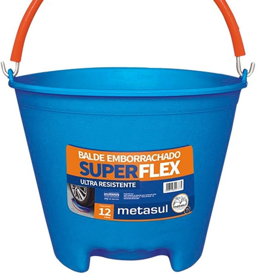 Imagem do produto Metasul Balde Plástico 12 L Superflex Emborrachado Azul/Preto