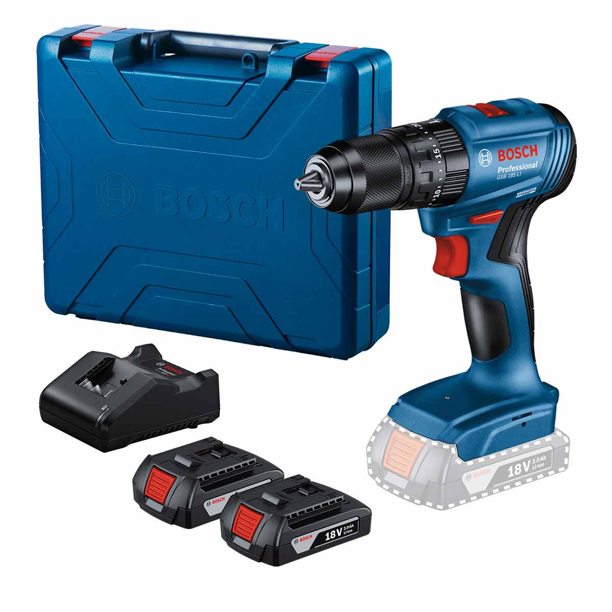 Imagem do produto Bosch Furadeira/Parafusadeira a Bateria GSB 185-LI 18V com Maleta