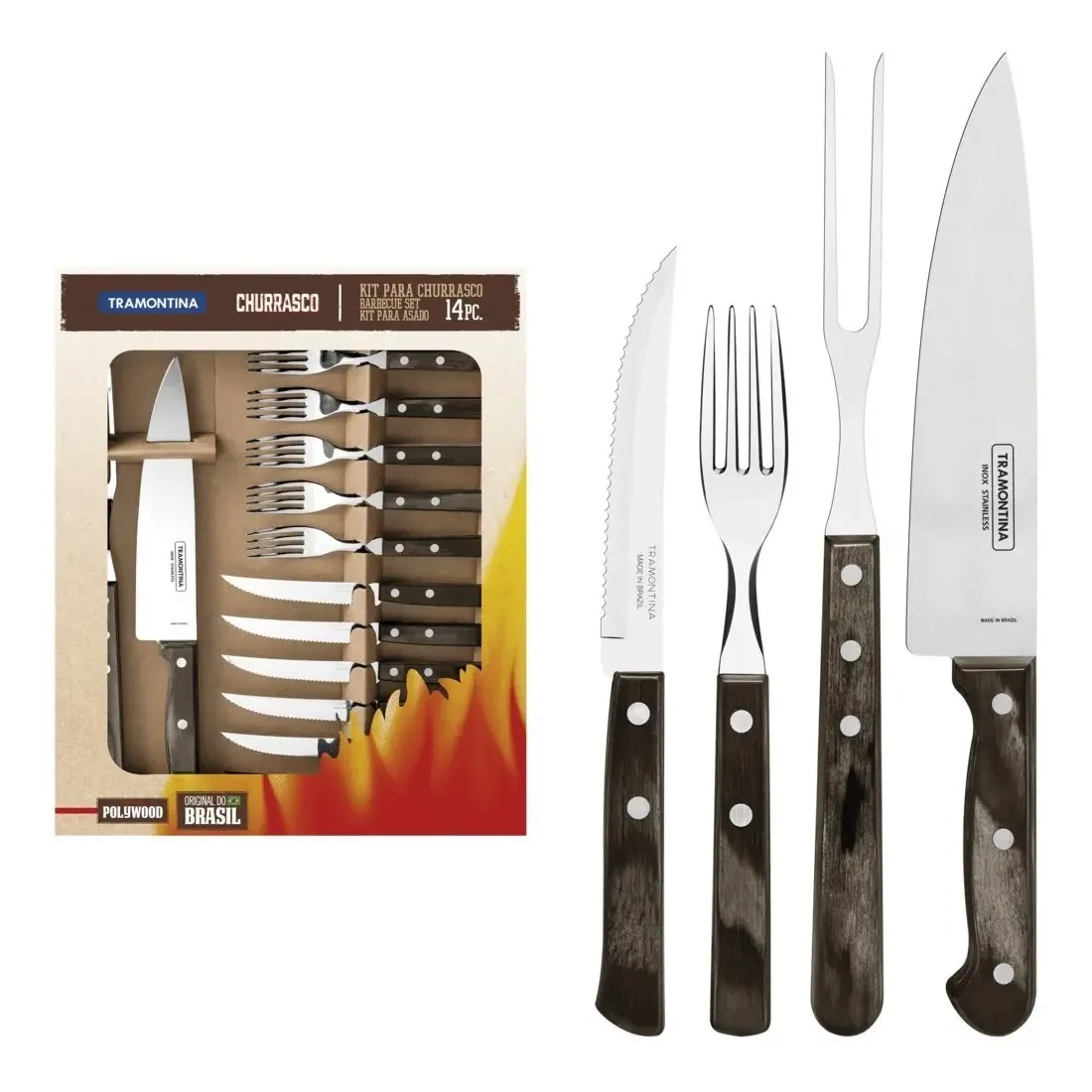 Imagem do produto Tramontina Kit Churrasco 14 Peças Polywood