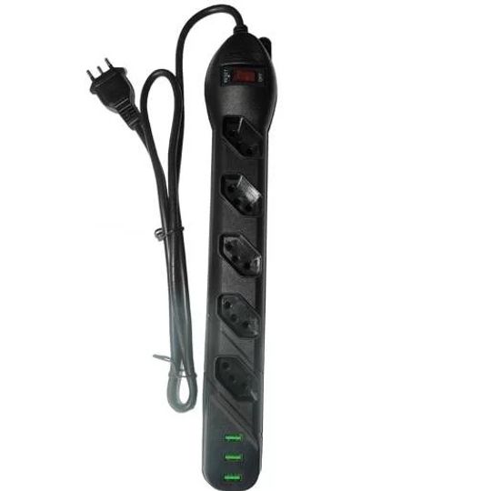 Imagem do produto Qualitronix Filtro de Linha 5 Tomadas e 3 USB Preto