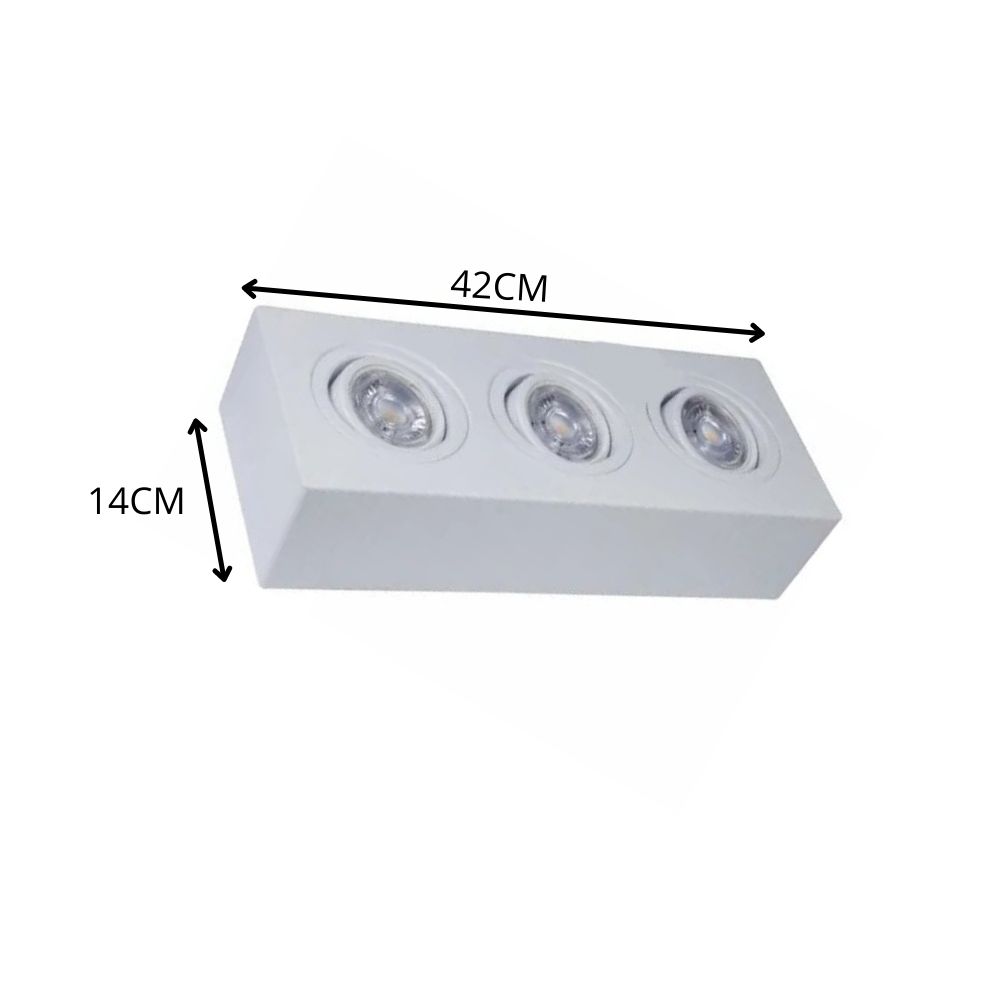 Imagem do produto Rioprelustres Plafon de Sobrepor 3 Lâmpadas PAR20 Branco