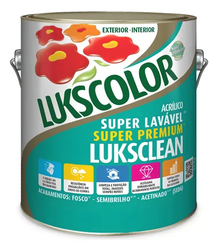 Imagem do produto Lukscolor Tinta Acrílica Premium Super Lavável Luksclean Branco 3,6L