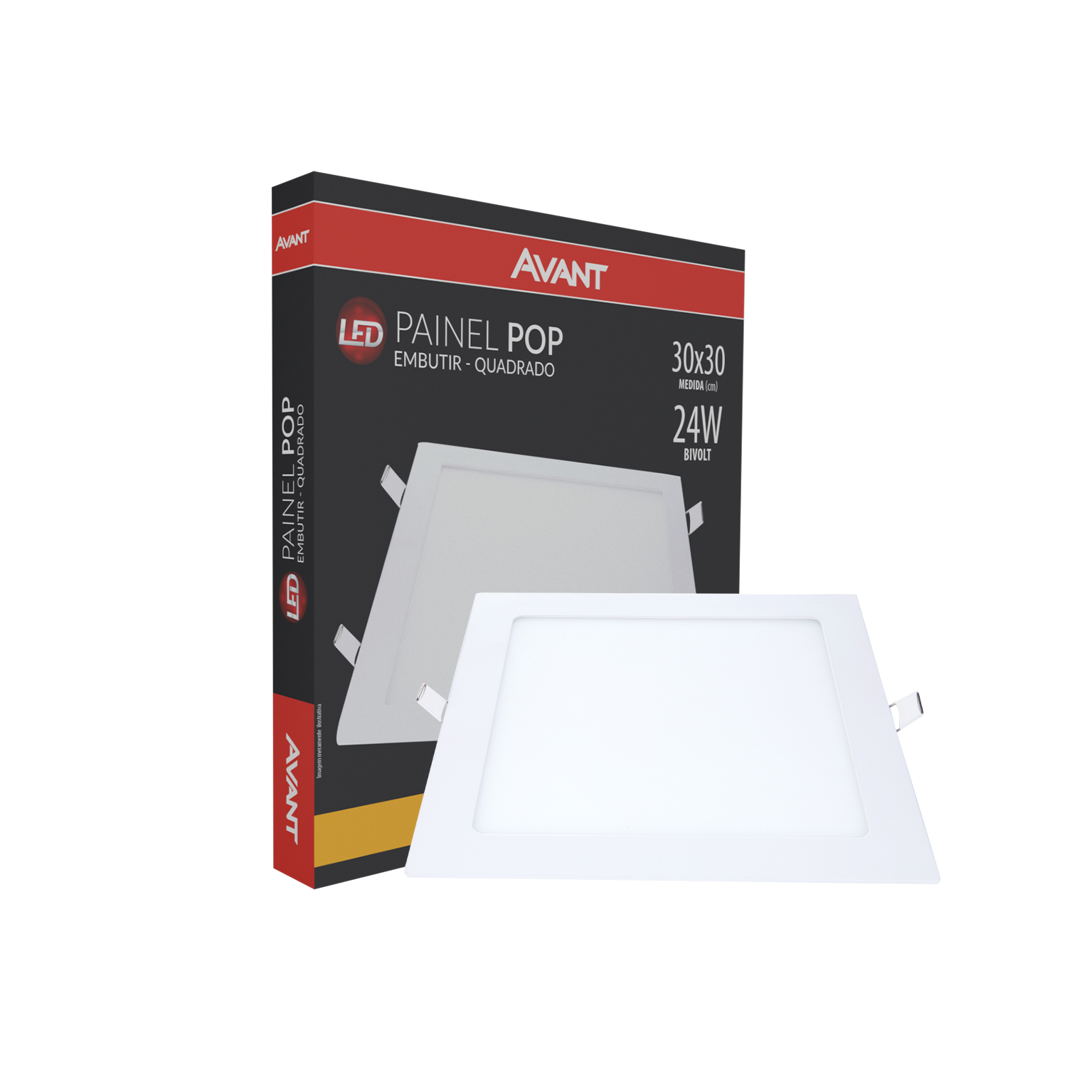 Imagem do produto Avant Painel LED Plafon de Embutir Quadrado 24W Bivolt 3000K Luz Amarela