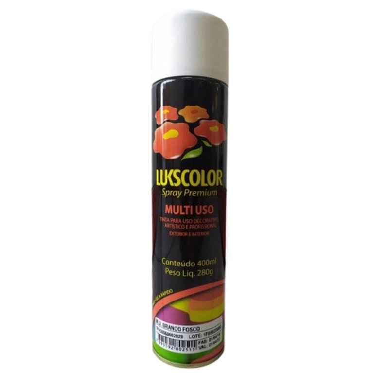 Imagem do produto Lukscolor Tinta Spray Premium Uso Geral Branco Fosco 400ml