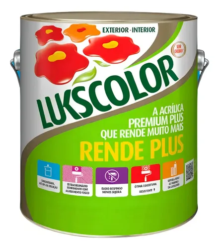Imagem do produto Lukscolor Tinta Acrílica Premium Rende Plus Pérola 3,6 Litros